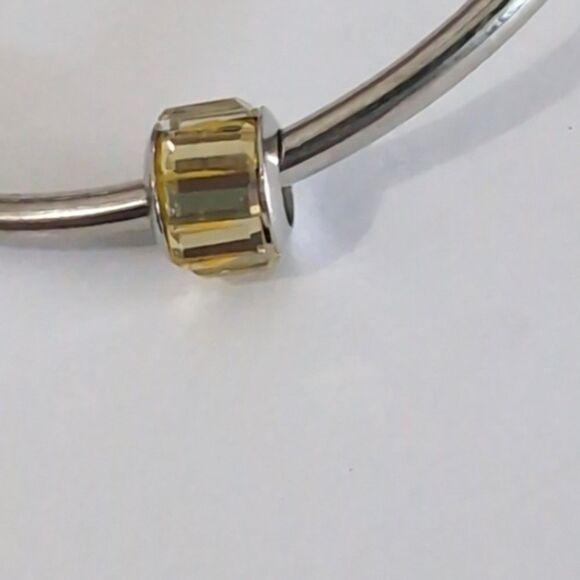 Silver‎ Yellow Crystals Charm for Pandora Style Bracelet - Picture 2 of 4